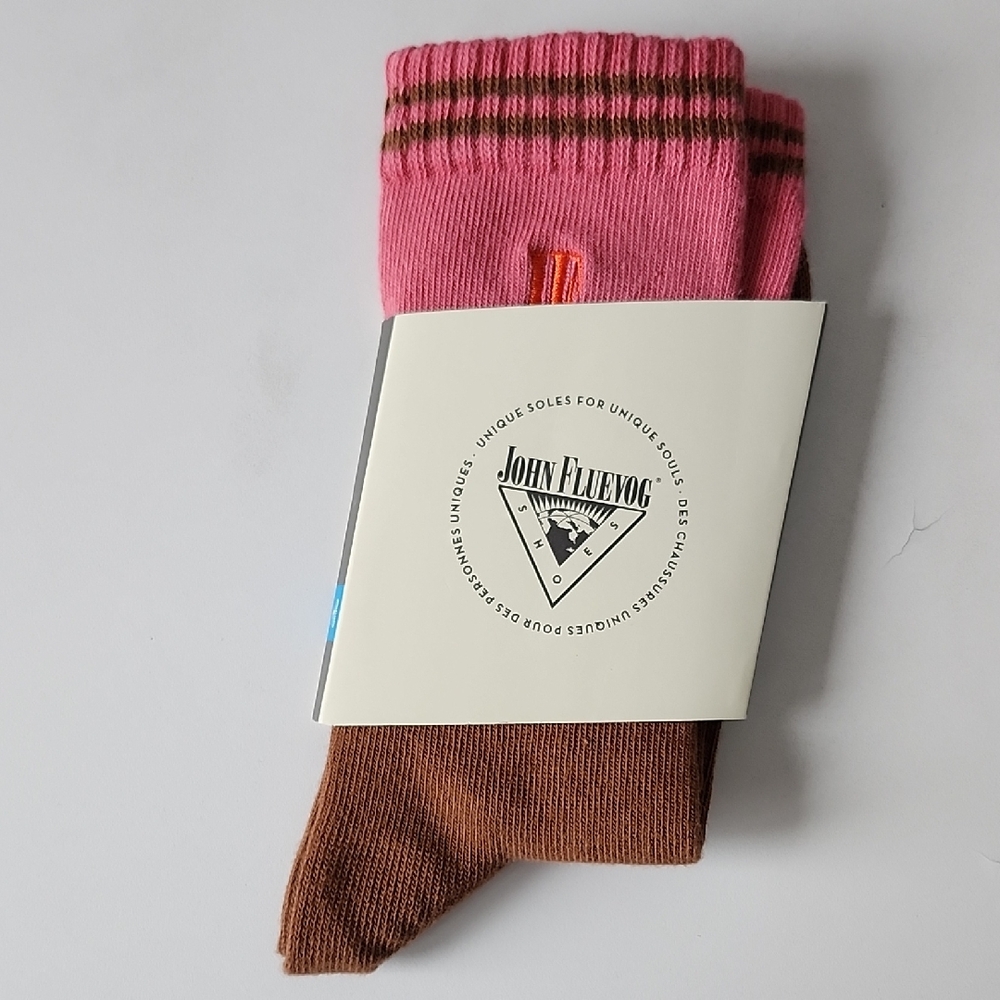 John Fluevog Pink and Brown Socks